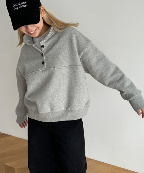 CANAL JEAN(キャナルジーン)の「El mar スタンドヘンリーネックトレーナー 裏起毛(スウェット・レディース・オートミール/グレー・ONE SIZE)」の12枚目の写真