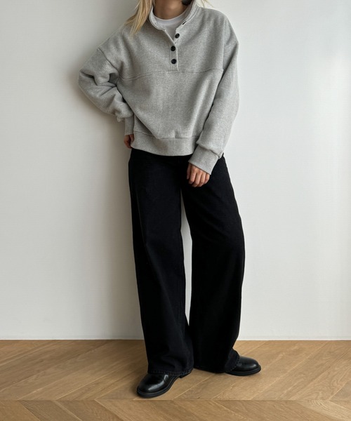 CANAL JEAN(キャナルジーン)の「El mar スタンドヘンリーネックトレーナー 裏起毛(スウェット・レディース・オートミール/グレー・ONE SIZE)」の13枚目の写真