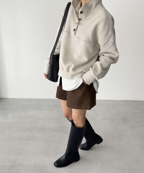 CANAL JEAN(キャナルジーン)の「El mar スタンドヘンリーネックトレーナー 裏起毛(スウェット・レディース・オートミール/グレー・ONE SIZE)」の14枚目の写真