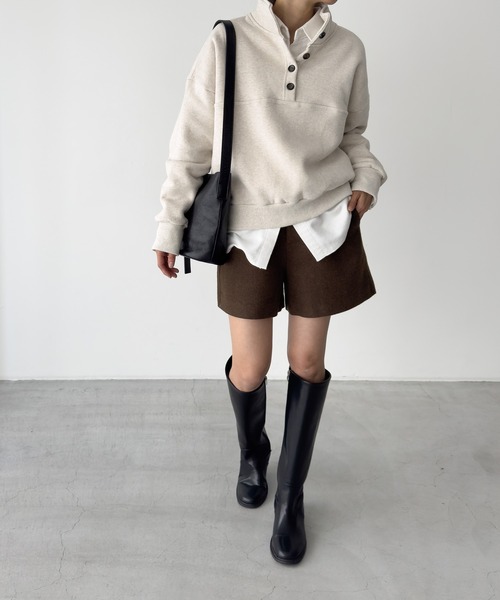 CANAL JEAN(キャナルジーン)の「El mar スタンドヘンリーネックトレーナー 裏起毛(スウェット・レディース・オートミール/グレー・ONE SIZE)」の16枚目の写真