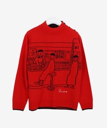 ウール混長袖ハイネックニットプルオーバー