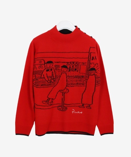 Picone CLUB（ピッコーネクラブ）の「ウール混長袖ハイネックニットプルオーバー（ニット/セーター・レディース・ブラック/レッド/グリーン/ホワイト・S/M）」の4枚目の写真
