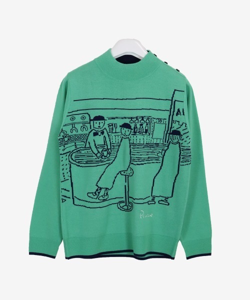 PICONE グリーン ハイネックセーター PICONE グリーン ハイネックセーター
