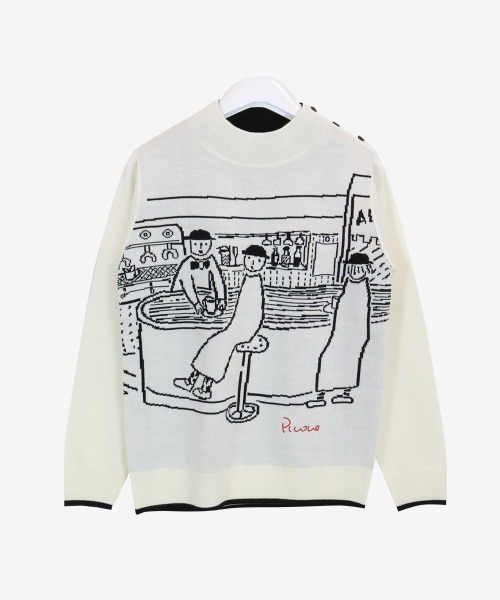 Picone CLUB（ピッコーネクラブ）の「ウール混長袖ハイネックニットプルオーバー（ニット/セーター・レディース・ブラック/レッド/グリーン/ホワイト・S/M）」の6枚目の写真