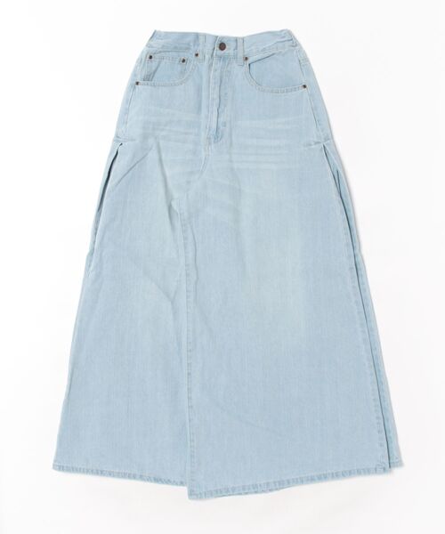 INTERPLANET（インタープラネット）の「サイドタックデニムワイドパンツ（デニムパンツ・レディース・ブルー/グレー・FREE）」の3枚目の写真