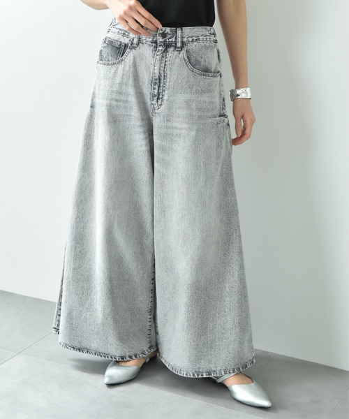INTERPLANET（インタープラネット）の「サイドタックデニムワイドパンツ（デニムパンツ・レディース・ブルー/グレー・FREE）」の7枚目の写真