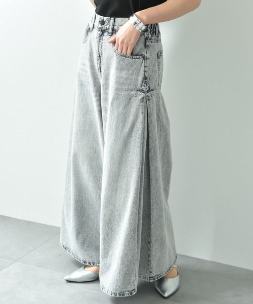 INTERPLANET（インタープラネット）の「サイドタックデニムワイドパンツ（デニムパンツ・レディース・ブルー/グレー・FREE）」の8枚目の写真