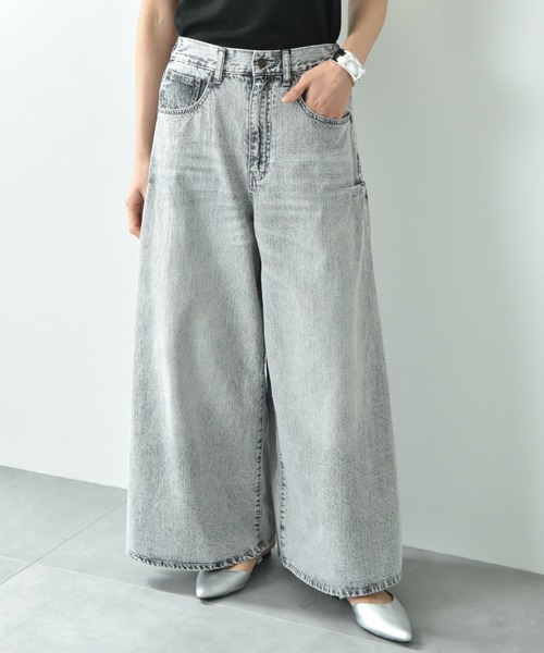 INTERPLANET（インタープラネット）の「サイドタックデニムワイドパンツ（デニムパンツ・レディース・ブルー/グレー・FREE）」の11枚目の写真