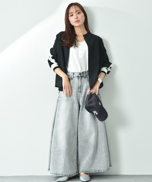 INTERPLANET（インタープラネット）の「サイドタックデニムワイドパンツ（デニムパンツ・レディース・ブルー/グレー・FREE）」の18枚目の写真