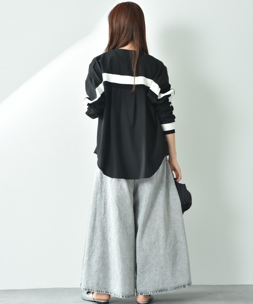 INTERPLANET（インタープラネット）の「サイドタックデニムワイドパンツ（デニムパンツ・レディース・ブルー/グレー・FREE）」の19枚目の写真