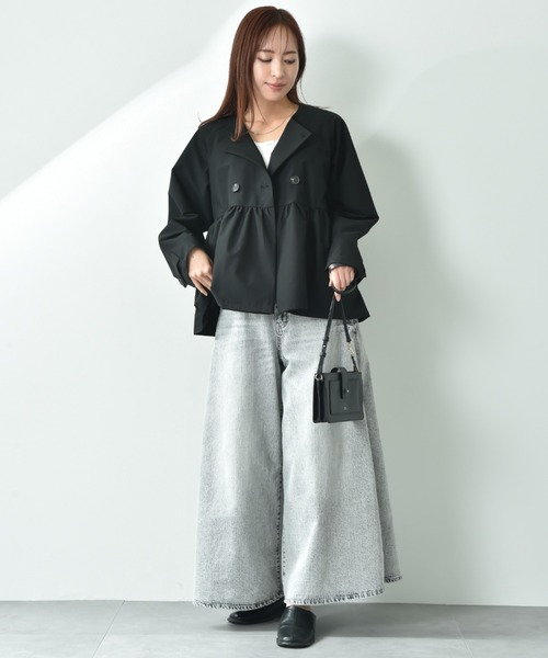 INTERPLANET（インタープラネット）の「サイドタックデニムワイドパンツ（デニムパンツ・レディース・ブルー/グレー・FREE）」の21枚目の写真