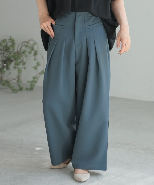 見逃し厳禁！おトクな 立体タックワイドパンツ（スラックス）｜HUG.U（ハグユー）の パンツ
