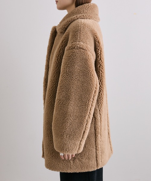 PUAL CE CIN（ピュアルセシン）の「ステンカラーボアミドルコート（ステンカラーコート・レディース・ブラウン/キャメル・FREE）」の4枚目の写真