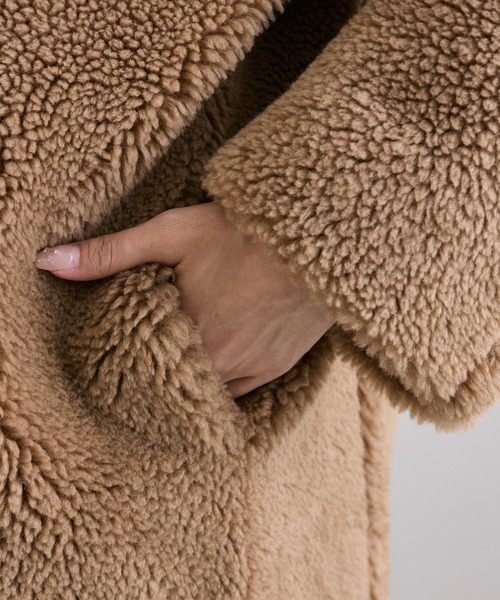 PUAL CE CIN（ピュアルセシン）の「ステンカラーボアミドルコート（ステンカラーコート・レディース・ブラウン/キャメル・FREE）」の12枚目の写真