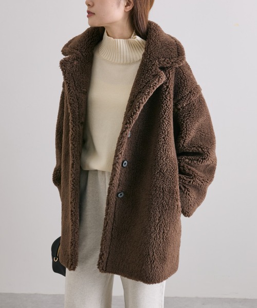 PUAL CE CIN（ピュアルセシン）の「ステンカラーボアミドルコート（ステンカラーコート・レディース・ブラウン/キャメル・FREE）」の17枚目の写真