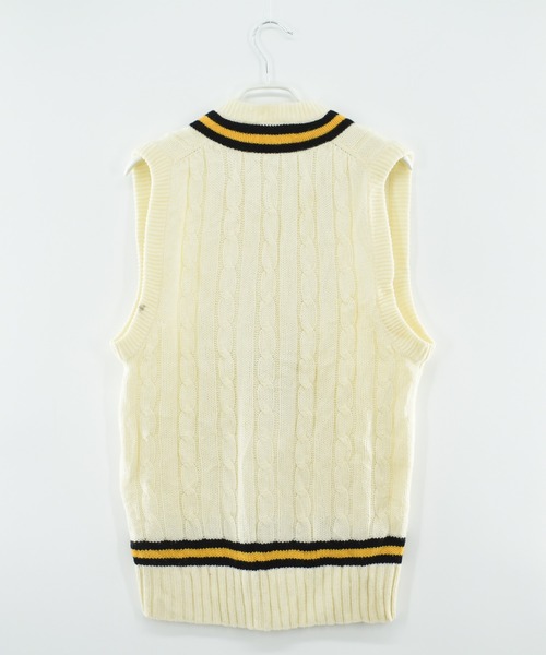 VINTAGE（ヴィンテージ）の「【ヴィンテージ古着】LINACRE COLLEGE C.C. OXFORD アクリルニットベスト（ベスト・メンズ・ホワイト・LARGE）」の3枚目の写真