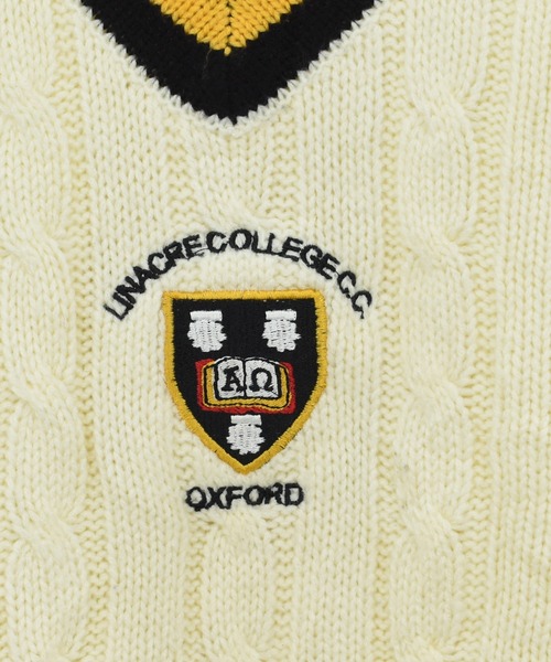 VINTAGE（ヴィンテージ）の「【ヴィンテージ古着】LINACRE COLLEGE C.C. OXFORD アクリルニットベスト（ベスト・メンズ・ホワイト・LARGE）」の4枚目の写真