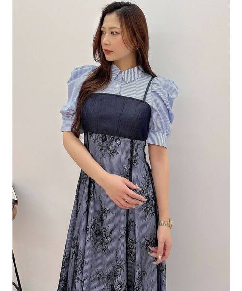 MERCURYDUO(マーキュリーデュオ)の「ビスチェドッキングパワショルシャツワンピース(ワンピース・レディース・ライトブルー/オフホワイト/ネイビー・MEDIUM/SMALL)」の19枚目の写真