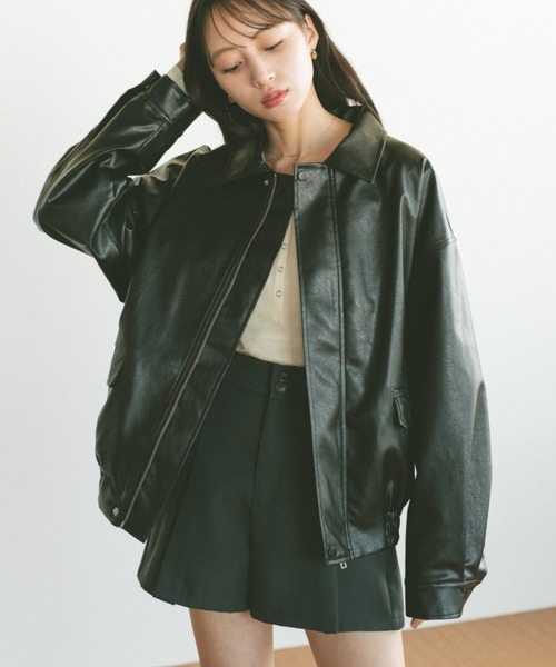 未使用 anytee オリジナル レザージャケット ブルゾン M65 ovy セール