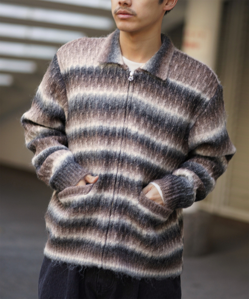 OBEY(オベイ)の「OBEY / オベイ REGGIE ZIP UP CARDIGAN(ニット/セーター・メンズ・ブラック・MEDIUM/LARGE)」の5枚目の写真