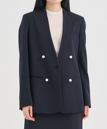 【CINOH/チノ】BLACK FORMAL NO COLLAR JACKET/ブラックフォーマルノーカラージャケット/オケージョン可