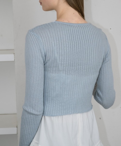 idem(イデム)の「layered bi-color cardigan/レイヤード風カーディガン(カーディガン/ボレロ・レディース・ブルー/グレー・FREE)」の12枚目の写真