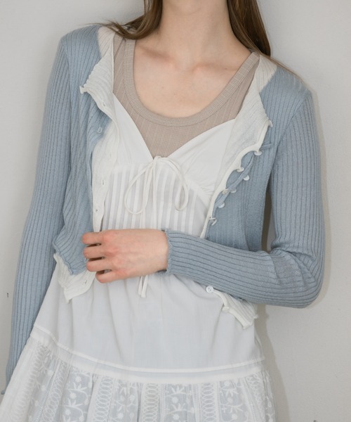idem(イデム)の「layered bi-color cardigan/レイヤード風カーディガン(カーディガン/ボレロ・レディース・ブルー/グレー・FREE)」の7枚目の写真