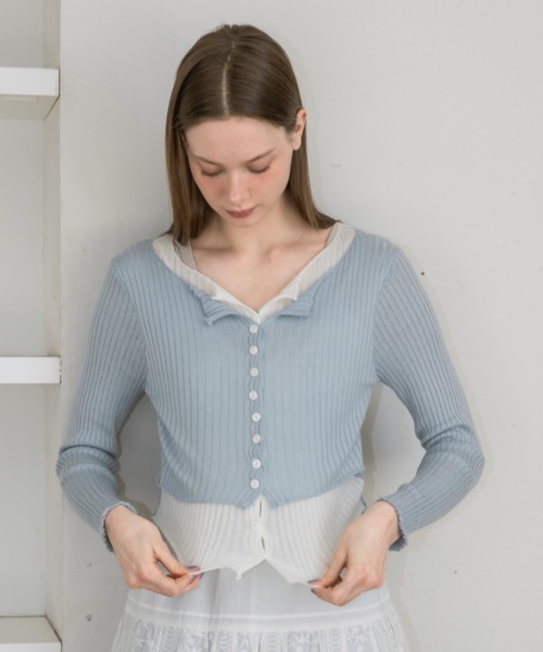 idem(イデム)の「layered bi-color cardigan/レイヤード風カーディガン(カーディガン/ボレロ・レディース・ブルー/グレー・FREE)」の22枚目の写真