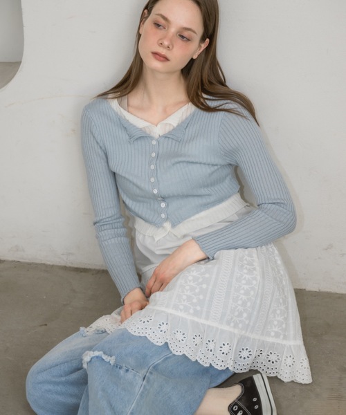 idem(イデム)の「layered bi-color cardigan/レイヤード風カーディガン(カーディガン/ボレロ・レディース・ブルー/グレー・FREE)」の19枚目の写真