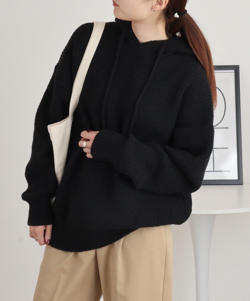 ユニセックス 無地パーカーニットセーター ペアルックコーデ（ニット/セーター）｜FUNALIVE（ファンアライブ）