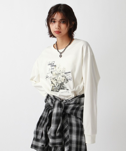 PAGEBOY（ページボーイ）の「フラワーカセットロンT（Tシャツ/カットソー・レディース・ブラック/オフホワイト・FREE）」の5枚目の写真