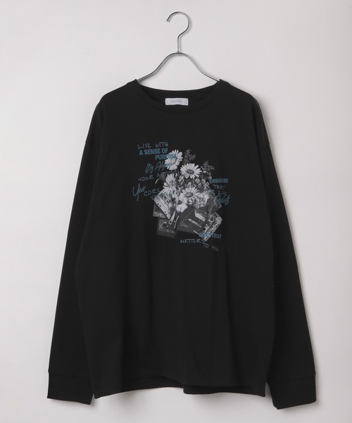 PAGEBOY（ページボーイ）の「フラワーカセットロンT（Tシャツ/カットソー・レディース・ブラック/オフホワイト・FREE）」の8枚目の写真