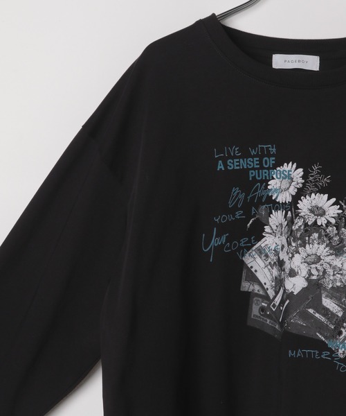 PAGEBOY（ページボーイ）の「フラワーカセットロンT（Tシャツ/カットソー・レディース・ブラック/オフホワイト・FREE）」の15枚目の写真