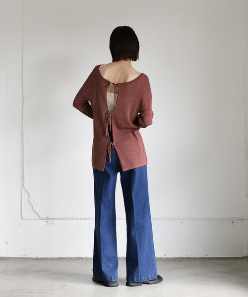 select MOCA Et（セレクトモカエト）の「【Et】2WAY Front Ribbed Knit（ニット/セーター・レディース・レンガ/グレイッシュブルー/ブラック・FREE）」の5枚目の写真