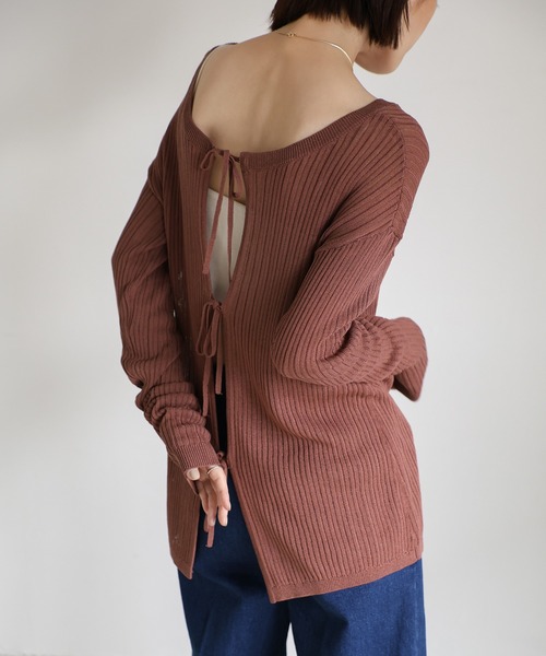 select MOCA Et（セレクトモカエト）の「【Et】2WAY Front Ribbed Knit（ニット/セーター・レディース・レンガ/グレイッシュブルー/ブラック・FREE）」の19枚目の写真