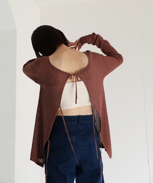 select MOCA Et（セレクトモカエト）の「【Et】2WAY Front Ribbed Knit（ニット/セーター・レディース・レンガ/グレイッシュブルー/ブラック・FREE）」の22枚目の写真