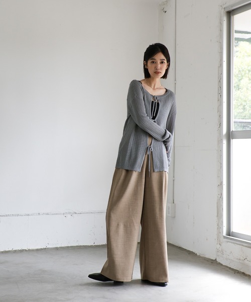 select MOCA Et（セレクトモカエト）の「【Et】2WAY Front Ribbed Knit（ニット/セーター・レディース・レンガ/グレイッシュブルー/ブラック・FREE）」の4枚目の写真