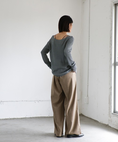 select MOCA Et（セレクトモカエト）の「【Et】2WAY Front Ribbed Knit（ニット/セーター・レディース・レンガ/グレイッシュブルー/ブラック・FREE）」の14枚目の写真