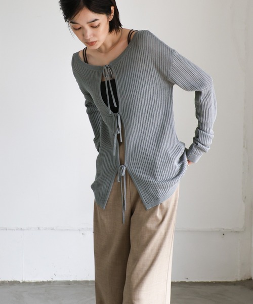 select MOCA Et（セレクトモカエト）の「【Et】2WAY Front Ribbed Knit（ニット/セーター・レディース・レンガ/グレイッシュブルー/ブラック・FREE）」の11枚目の写真