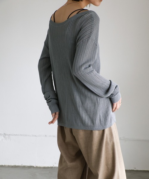 select MOCA Et（セレクトモカエト）の「【Et】2WAY Front Ribbed Knit（ニット/セーター・レディース・レンガ/グレイッシュブルー/ブラック・FREE）」の10枚目の写真
