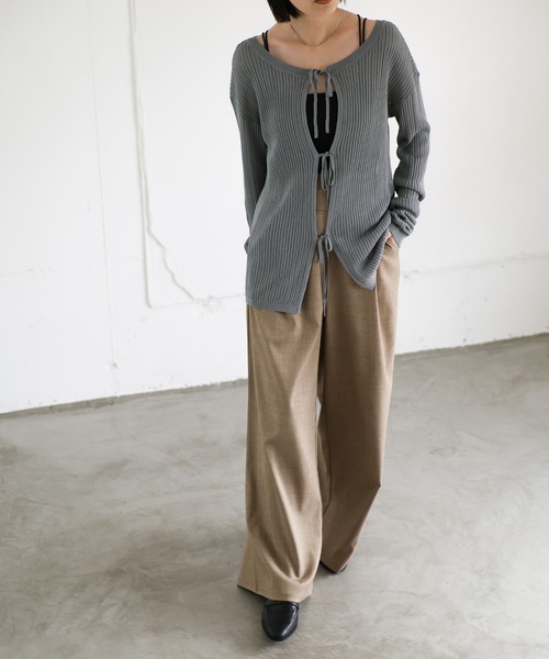 select MOCA Et（セレクトモカエト）の「【Et】2WAY Front Ribbed Knit（ニット/セーター・レディース・レンガ/グレイッシュブルー/ブラック・FREE）」の9枚目の写真