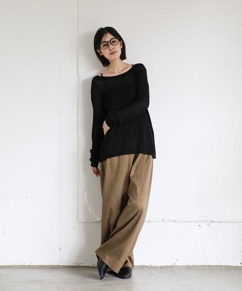 select MOCA Et（セレクトモカエト）の「【Et】2WAY Front Ribbed Knit（ニット/セーター・レディース・レンガ/グレイッシュブルー/ブラック・FREE）」の6枚目の写真
