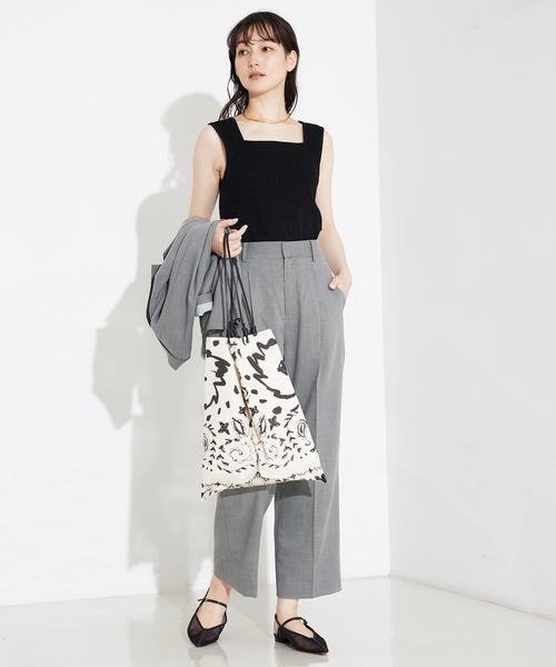 qualite（カリテ）の「ラメスクエアノースリーブニット/ノースリーブトップス（タンクトップ・レディース・ブラック/ライトグレー・フリー）」の18枚目の写真