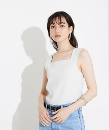 qualite | ラメスクエアノースリーブニット(タンクトップ)