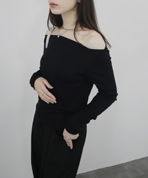 【ZOZO限定】オフショルダーカットソー/off shoulder basic top 長袖 シンプル きれいめ ベーシック モード 大人カジュアル フェミニン レディライク モノトーン