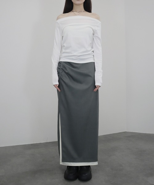 Reurie'(レウリィ)の「【ZOZO限定】オフショルダーカットソー/off shoulder basic top 長袖 シンプル きれいめ ベーシック モード 大人カジュアル フェミニン レディライク モノトーン(Tシャツ/カットソー・レディース・ホワイト/ブラック・FREE)」の11枚目の写真
