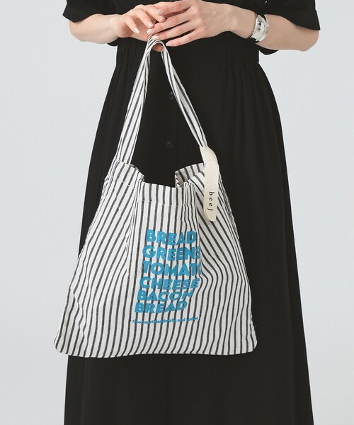 Ray BEAMS（レイビームス）の「【別注】beej / ストライプ トートバッグ（トートバッグ・レディース・ホワイト/ベージュ・ONE SIZE）」の13枚目の写真