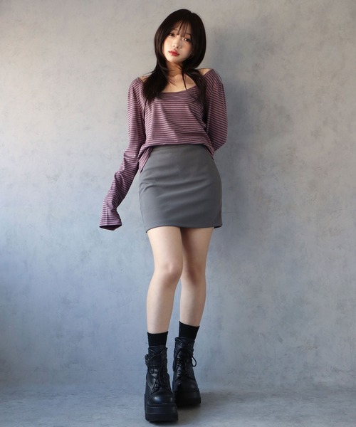 BARELY BLUE(ベアリーブルー)の「【 BARELY BLUE / ベアリーブルー 】 クルーネック ボーダー ロンT(Tシャツ/カットソー・レディース・ホワイト系/パープル系/ピンク系/グリーン系・FREE)」の9枚目の写真