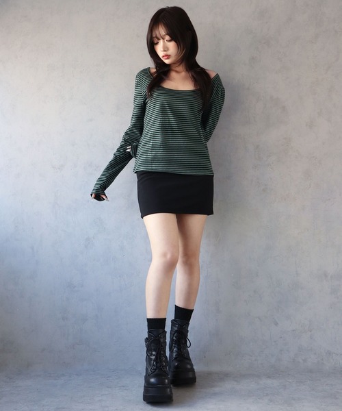 BARELY BLUE(ベアリーブルー)の「【 BARELY BLUE / ベアリーブルー 】 クルーネック ボーダー ロンT(Tシャツ/カットソー・レディース・ホワイト系/パープル系/ピンク系/グリーン系・FREE)」の18枚目の写真