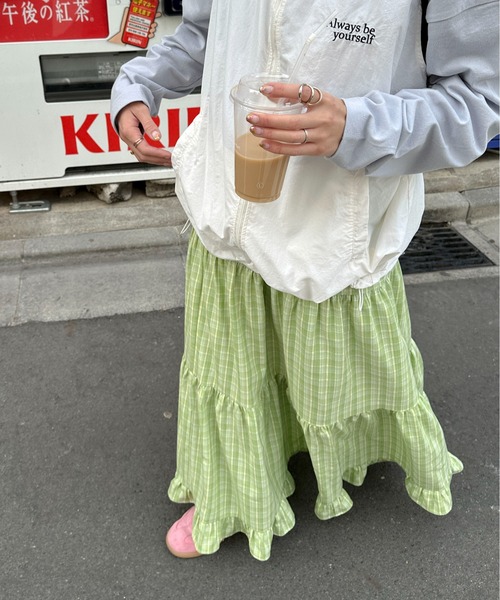 PILIT(ピリット)の「チェックティアードボリュームSK(スカート・レディース・グリーン/ブルー・MEDIUM)」の19枚目の写真
